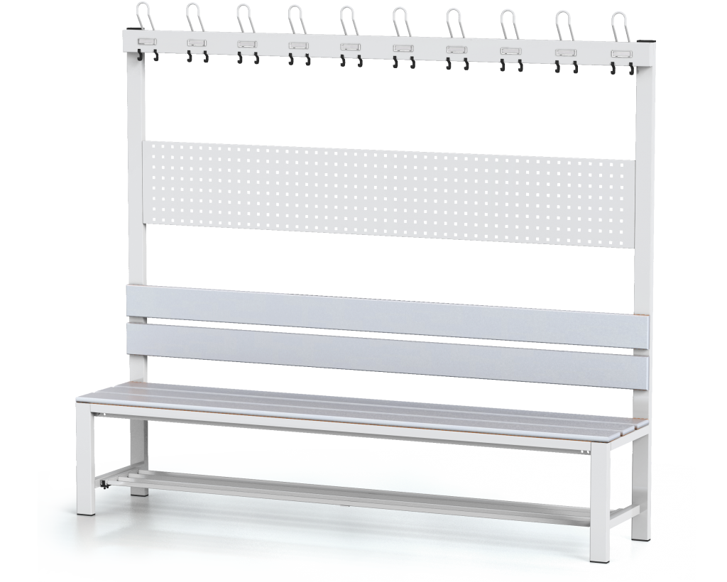 Benches with backrest and racks, PVC sticks -  with a reclining grate 1800 x 2000 x 430